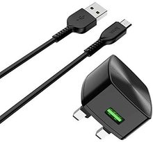 Wall charger "C70B Cutting-edge" single port QC3.0 UK set with Micro-USB cable Black