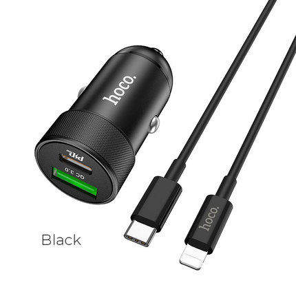 Car charger "Z32B Speed up" PD+QC3.0 set with Type-C to Lightning cable Black