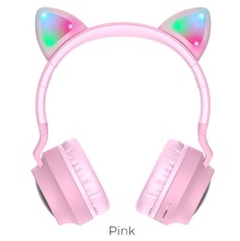 Headphones "W27 Cat ear" wireless wired Pink