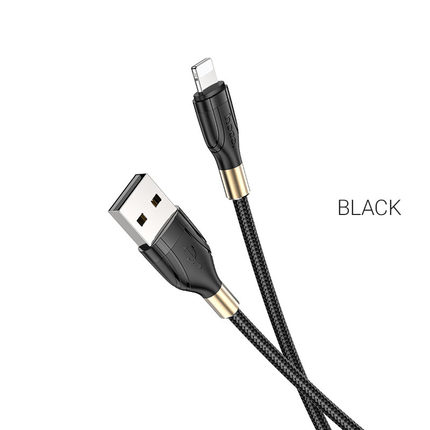 Cable USB to Lightning "U92 Gold collar" charging data sync Black