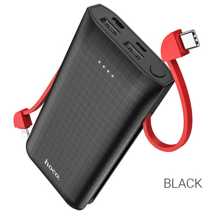 Power bank "J67 Rill" 10000mAh with built-in cables Black