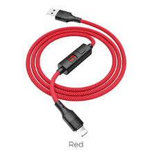 Cable USB to Lightning "S13 Central control" charging data sync with timer Red