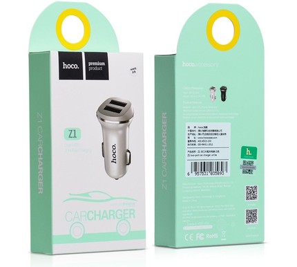 Car charger "Z1" dual USB sets with additional cable Black