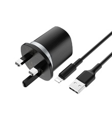 Wall charger "C46 Luster power" UK charging adapter set with Lightning cable Black
