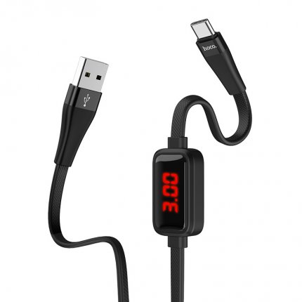 Cable USB to Type-C "S4" charging data sync with timer 1.2m Black