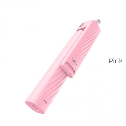 Selfie stick "K7 Dainty mini" 3.5mm jack wired monopod Pink